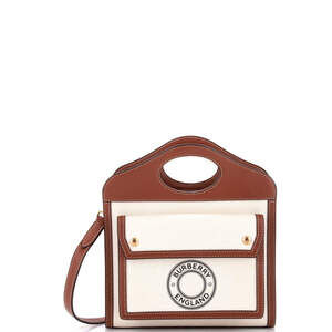 Burberry Mini Logo Pocket Tote Canvas with Leather
